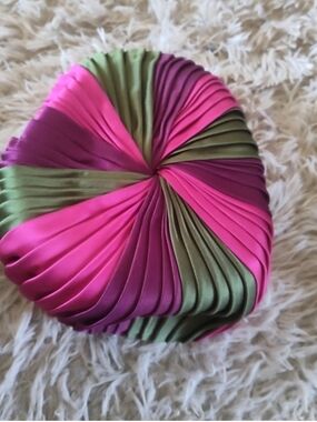 Women's Pleated Satin Turban Hat in Magenta, Olive, and Plum
